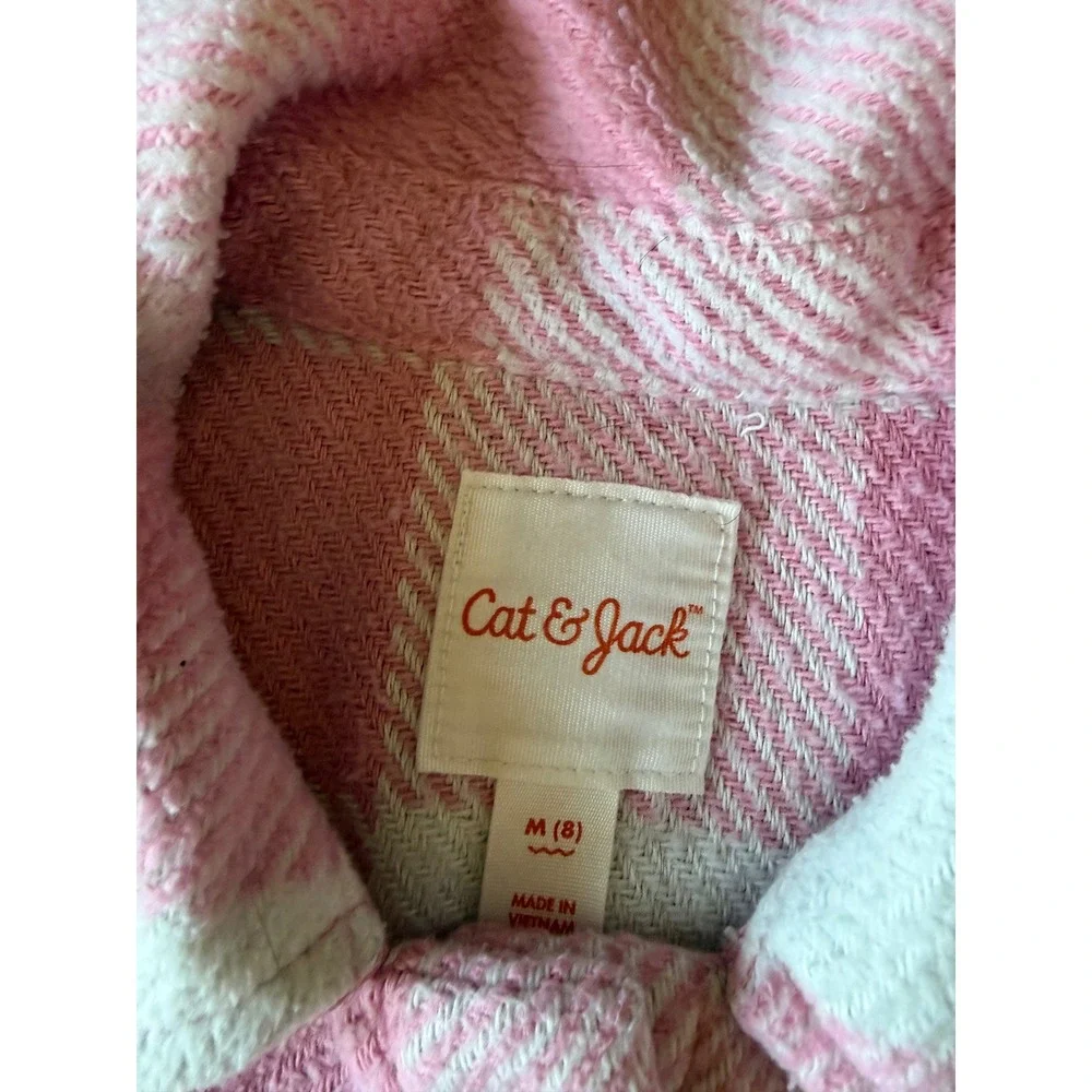 Old Navy Cat & Jack Girls Plaid Shacket Bundle Pink Orange Size M 8 2pc Lot